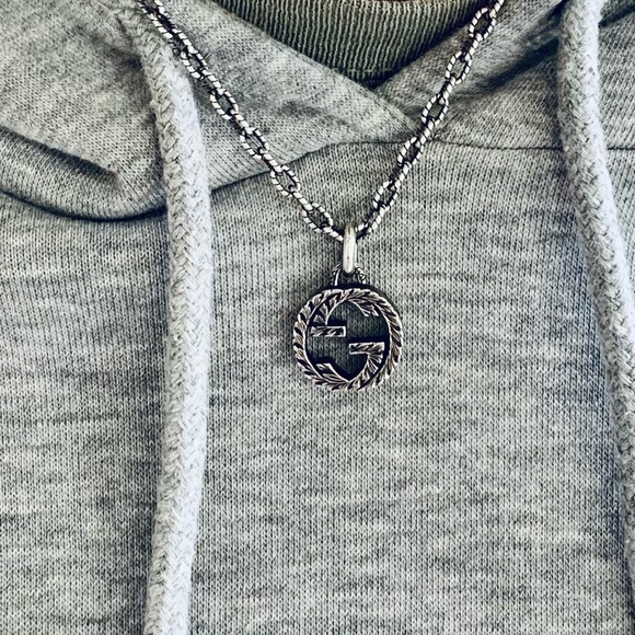 Gucci GG 925 Sterling Silver Necklace GG Interlocking Pendant Authentic - Picture 9 of 10